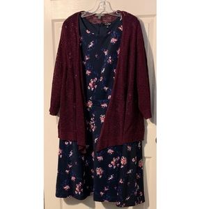 Roz & Ali size 24 dress and crocheted sweater.